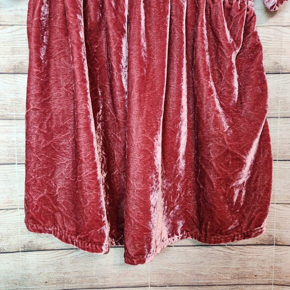 Free People Ivy Velvet Mini Dress Swing Flowy Boho Western Maroon Size XS/TP - Picture 10 of 16